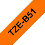 Brother TZe B51 24mm Black on Fluorescent Orange Tape