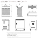 4 kVA 3 Phase Isolation Transformer, Dry Type Copper Winding, Step Up/