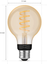 Philips Hue Smart 60W G25 Filament LED Bulb - White Ambiance Warm-to-C