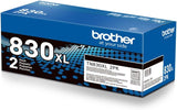 Brother Genuine TN830XL2PK High Yield Black Toner Cartridge 2-Pack for