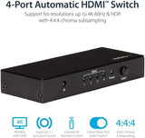 StarTech.com HDMI 2.0 Switch - 4 Port - 4K 60Hz - HDMI Automatic Video