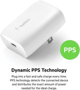 Bloc chargeur USB-C Belkin 30W - Câble USB-C vers Lightning inclus