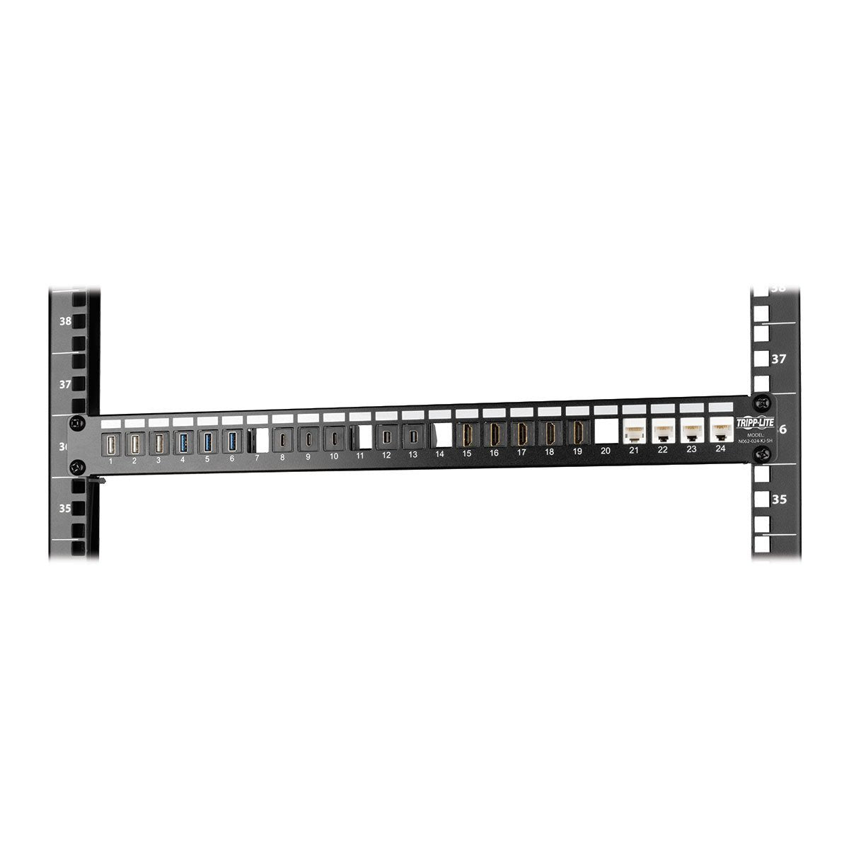 Tripp Lite 24-Port Keystone Blank Patch Panel RJ45, USB, HDMI, Cat5e/C