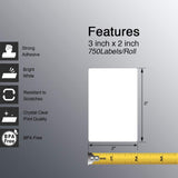Zebra Label Paper 4 x 3in Direct Thermal Zebra Z-Perform 2000D 1 in co