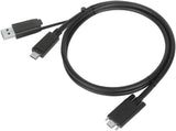 Câble USB-C mâle vers USB-C mâle Targus avec vis et attache USB-A, 1 m
