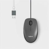 Logitech M100 Wired USB Mouse, 3-Buttons, 1000 DPI Optical Tracking, A