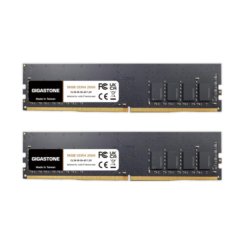 【DDR4 RAM】 Gigastone 32GB Kit (2x16GB) DDR4 2666MHz (2400MHz or 2133MH