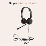 Jabra Evolve 30 II Wired Dual-Ear Headset with Mic for Work - 3.5mm Ja