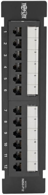 Tripp Lite Cat5/Cat5e Wall-Mount PoE-Plus Compliant Patch Panel 12-Por
