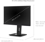 Moniteur Docking ViewSonic VG2756-4K 27 pouces IPS 4K avec USB C 90W, RJ4