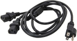 6ft (2m) Computer Power Cord Y Splitter, NEMA 5-15P to 2x C13, 10A 125