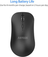 Arteck 2.4G Wireless Mouse with Nano USB Receiver Ergonomic Design Sil