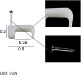 100 Pieces Ethernet Cable Clips Nail for Cat 8 Cables White Flat 10mm