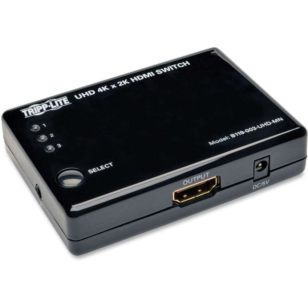 Tripp Lite 3-Port 4K HDMI Switch for Video and Audio, 3 in 1 Out, IR R