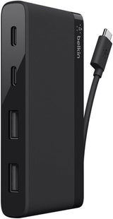 Belkin F4U090btBLK USB-IF Certified 4-Port Mini USB-C Hub with Two USB