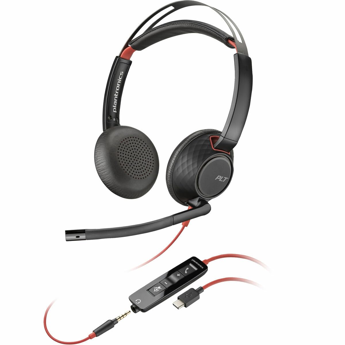 Poly Blackwire 5220 Stereo USB-C Headset + 3.5mm Plug + USB-C/A Adapte