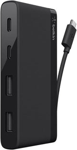 Belkin F4U090btBLK USB-IF Certified 4-Port Mini USB-C Hub with Two USB