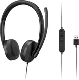 Lenovo USB-A Wired Stereo Headset for PC/Laptop, AI Noise Canceling vi