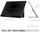ViewSonic VG1655 Moniteur portable 15,6 pouces 1080p avec alimentation bidirectionnelle 6