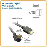 6FT HDMI M/M GOLD DIGITAL VIDEO CABLE RIGHT-ANGLE