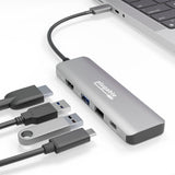 Plugable Technologies USB C Hub Multiport Adapter, 4 in 1, 100W Pass T