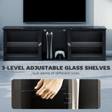 TV Stand with LED Lights, Modern Entertainment Center with Adjustable Glass Shelves, for TVs up to 70 Inch