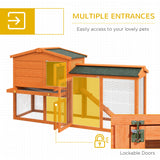 Two-Level Rabbit Hutch Small Animal House Pet Bunny Cage Home w/ Outdoor Run Water & UV Resistant Roof Access Ramp