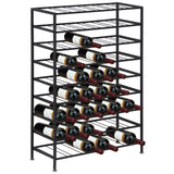 Étagère à vin en métal à 9 niveaux 54 bouteilles Support de rangement de vin autoportant Bar à la maison Présentoir à vin Organisateur de bouteilles de cave