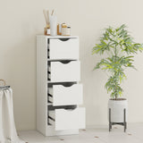 Armoire de salle de bain 4 tiroirs, armoire de rangement étroite autoportante avec poignées rainurées pour petits espaces