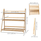 3-Tier Plant Stand, Plant Shelf Rack, Folding Bamboo Display Stand, 98x37x96.5cm