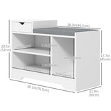 Upholstered Shoe Storage Bench, Hallway Shoe Storage with Seat, Drawer, 3 Open Shelves for Entryway