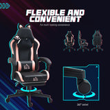 Cute Racing Gamer Chair, Faux Leather Gaming Chair with Footrest, Headrest and Lumbar Support