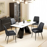 Chaises de cuisine rembourrées, lot de 2 chaises de salle à manger modernes avec capitonnage en losange et pieds en acier pour salle à manger