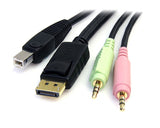 StarTech.com Câble commutateur KVM USB DisplayPort 4-en-1 6 pieds avec audio et Mi