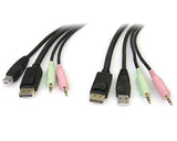 StarTech.com Câble commutateur KVM USB DisplayPort 4-en-1 6 pieds avec audio et Mi