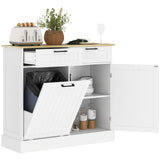 Armoire à Bac Poubelle Caché, Armoire Poubelle Basculante avec 2 Tiroirs