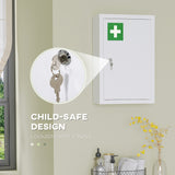 Lockable Medicine Cabinet, 3 Tier Steel Medical Wall Box with 2 Keys and Shelves for Bathroom