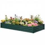 8 x 4 x 1ft Galvanized Raised Garden Bed, Reinforced Outdoor Planter Box with Open Bottom