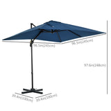 8' x 8' Square Patio Hanging Offset Umbrella with 360° Rotation