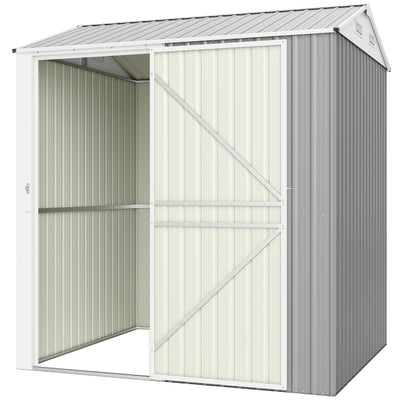 7' x 6' Tall Outdoor Storage Shed, Waterproof Metal Garden Shed with Gloves, Lockable Door