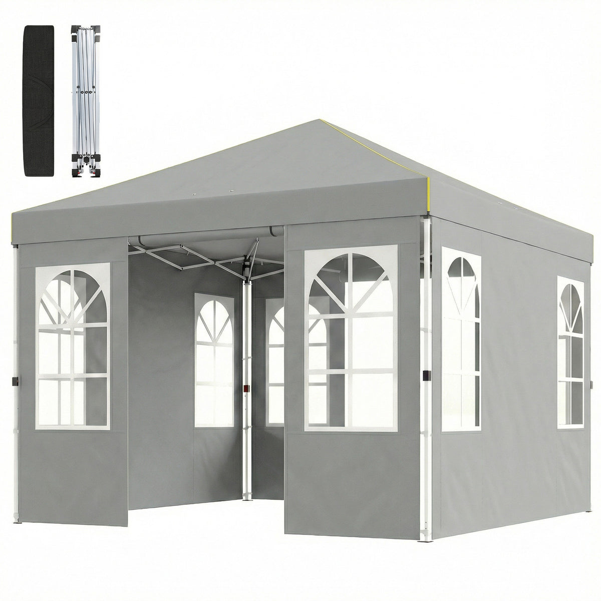 9.6 x 9.6 ft Pop Up Canopy Tent with 4 Sidewalls, UPF 50+ 1-Button Push Easy Setup Outdoor Instant Canopy