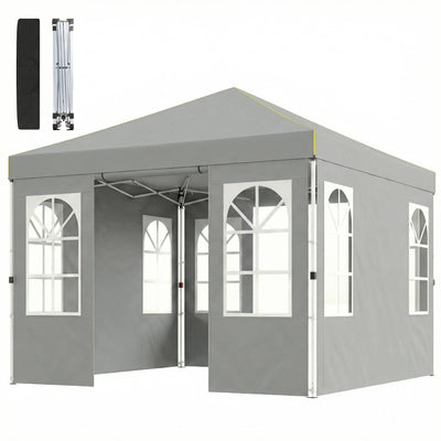 9.6 x 9.6 ft Pop Up Canopy Tent with 4 Sidewalls, UPF 50+ 1-Button Push Easy Setup Outdoor Instant Canopy