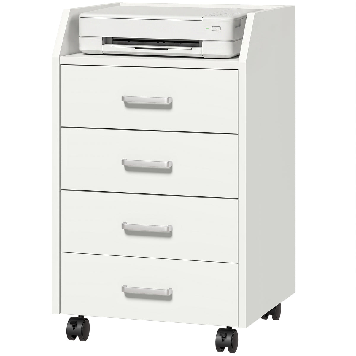 4-Drawer Vertical Mobile Filing Cabinet, File Cabinet with Lockable Wheels for Home Office