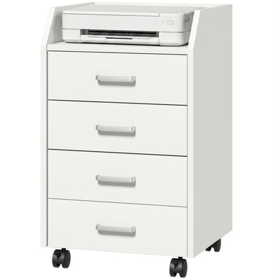 4-Drawer Vertical Mobile Filing Cabinet, File Cabinet with Lockable Wheels for Home Office