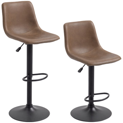 Adjustable Counter Height Bar Stools Set of 2, 360° Swivel Kitchen Counter Stools Dining Chairs with Backs, Vintage Leather