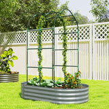 Galvanised Raised Garden Bed with Arched Trellis, 5 x 3 x 6ft Metal Outdoor Planter Box with Open Bottom