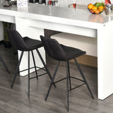 Ensemble de 2 tabourets de bar en microfibre, chaise de bar avec pieds en métal siège à coussin rembourré pour salle à manger
