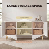 TV Stand Cabinet for TVs up to 55 Inches, Entertainment Unit with Storage Shelves and Wood Legs for Living Room
