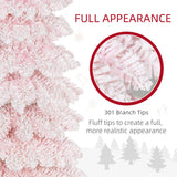 5ft Snow-Flocked Artificial Christmas Tree, Slim Pencil Xmas Tree with 301 Realistic Branches, Metal Base