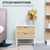 Modern Bedside Table with 2 Drawers and Steel Frame
